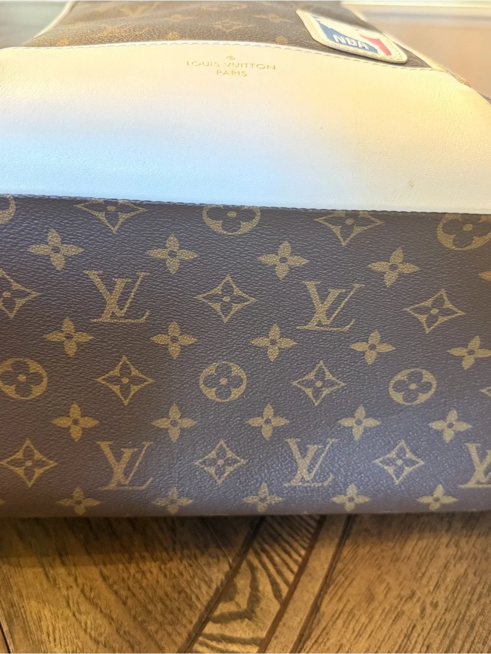 Louis Vuitton Monogram Brown Backpack with White Trim and NBA Patch